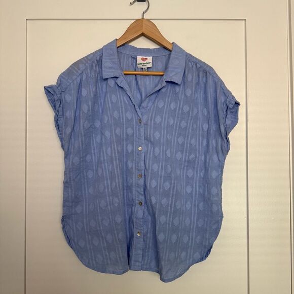 Hester & Orchard Tops - Hester & Orchard Shirt Top Womens XL Blue Sleeveless Eyelet Lightweight Cottage